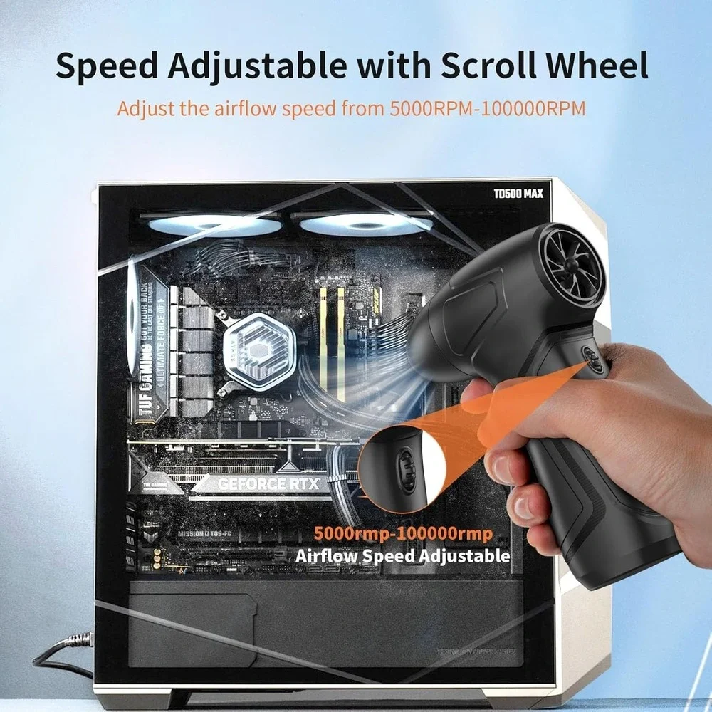 New Cordless Air Duster‎ Rechargeable Blower Adjustable Speed for PC Laptop Car
